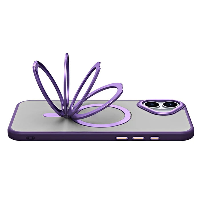 For iPhone 16 Magnetic Case TPU+Acrylic Drop Protection Kickstand Phone Cover - Purple - 4