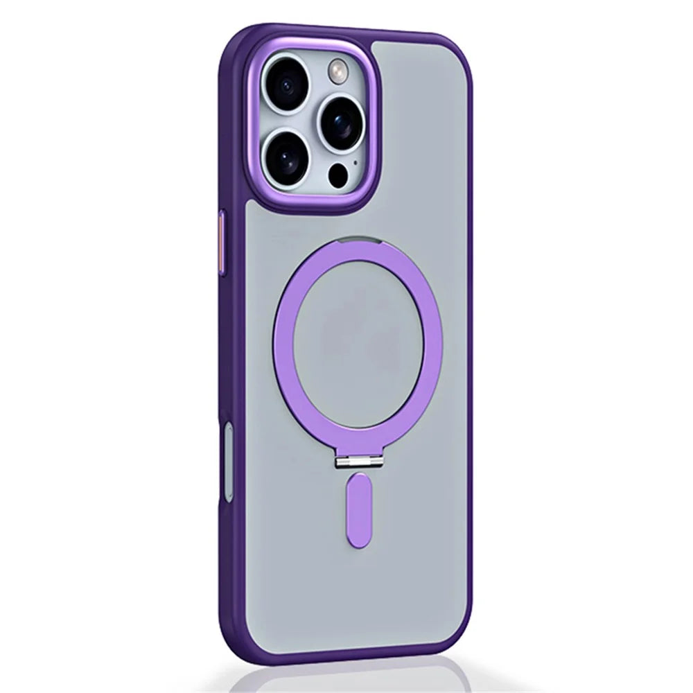 For iPhone 16 Pro Max Case Compatible with MagSafe TPU+Acrylic Kickstand Phone Cover - Purple - 2