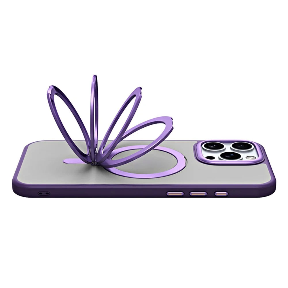 For iPhone 16 Pro Max Case Compatible with MagSafe TPU+Acrylic Kickstand Phone Cover - Purple - 4