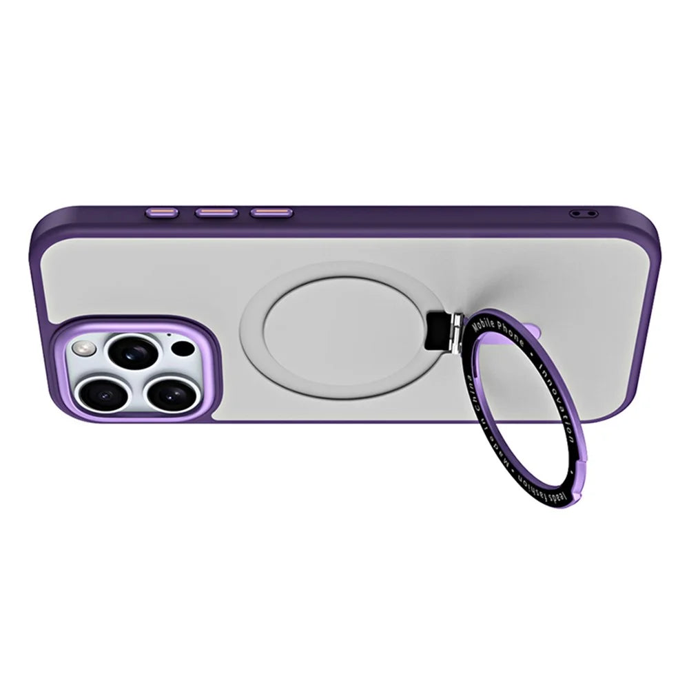 For iPhone 16 Pro Max Case Compatible with MagSafe TPU+Acrylic Kickstand Phone Cover - Purple - 5