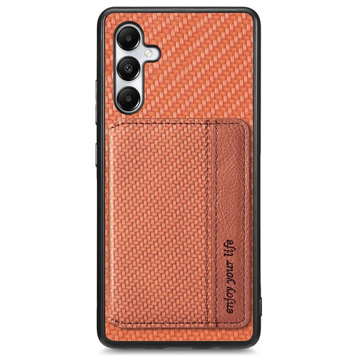 For Samsung Galaxy A05s 4G Case Card Slots Leather Coated PC+TPU Phone Cover - Brown - 1