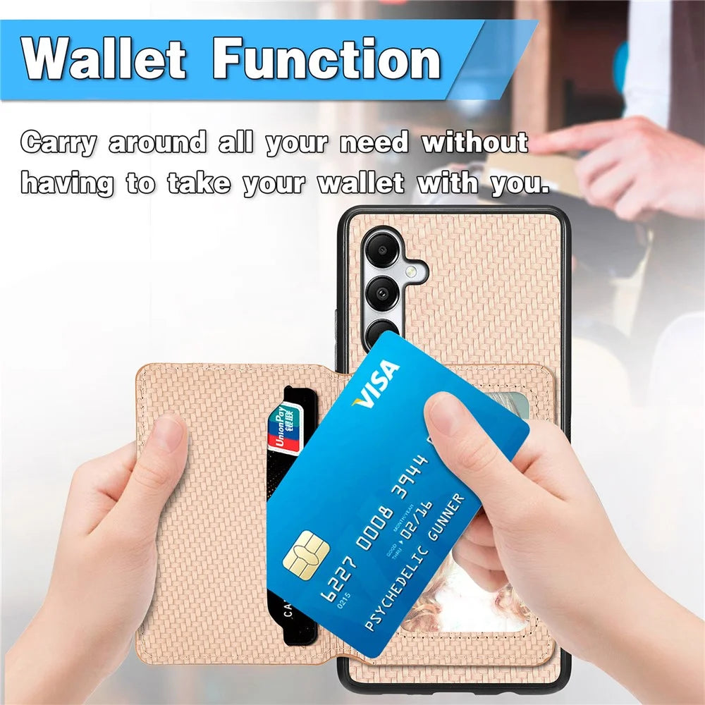 For Samsung Galaxy A05s 4G Case Card Slots Leather Coated PC+TPU Phone Cover - Brown - 7
