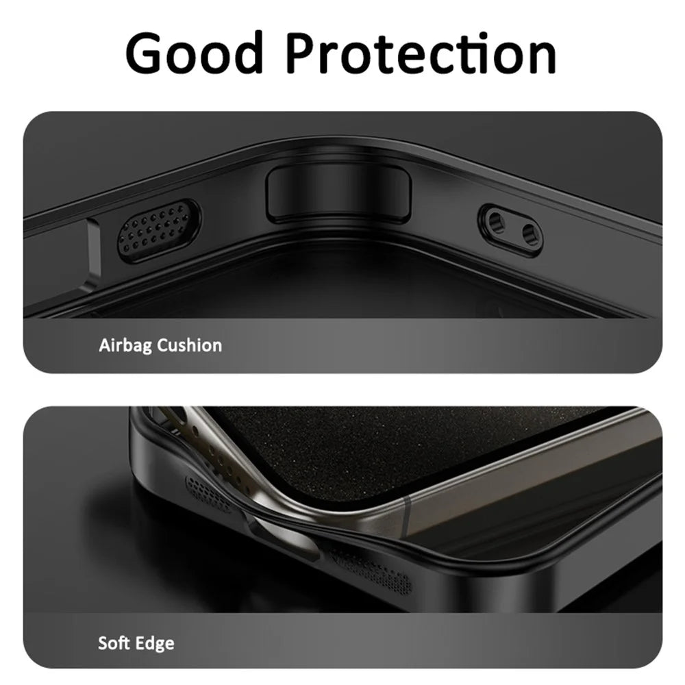 For iPhone 15 Pro Max Magnetic Case PC+TPU Phone Cover Rotating Metal Kicktand, Lens Protector - Blue - 5