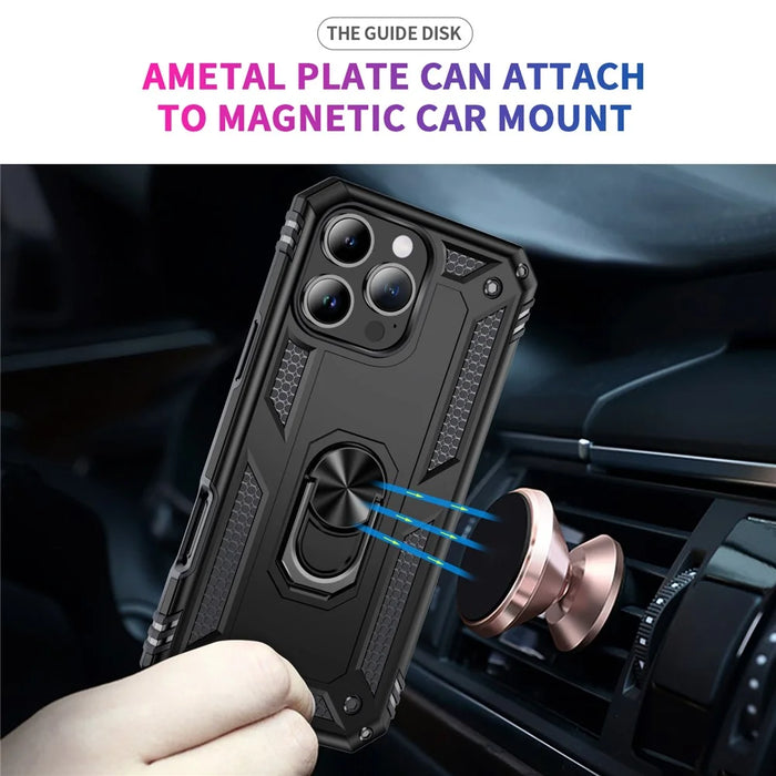 For iPhone 16 Pro Max Case PC+TPU Kickstand Anti-Drop Phone Cover - Black - 4