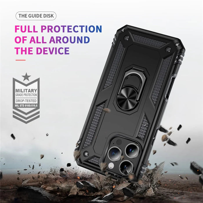 For iPhone 16 Pro Max Case PC+TPU Kickstand Anti-Drop Phone Cover - Black - 6
