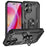 For iPhone 16 Case PC+TPU Phone Cover with Rotary Ring Kickstand - Black - 1
