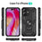 For iPhone 16 Case PC+TPU Phone Cover with Rotary Ring Kickstand - Black - 7