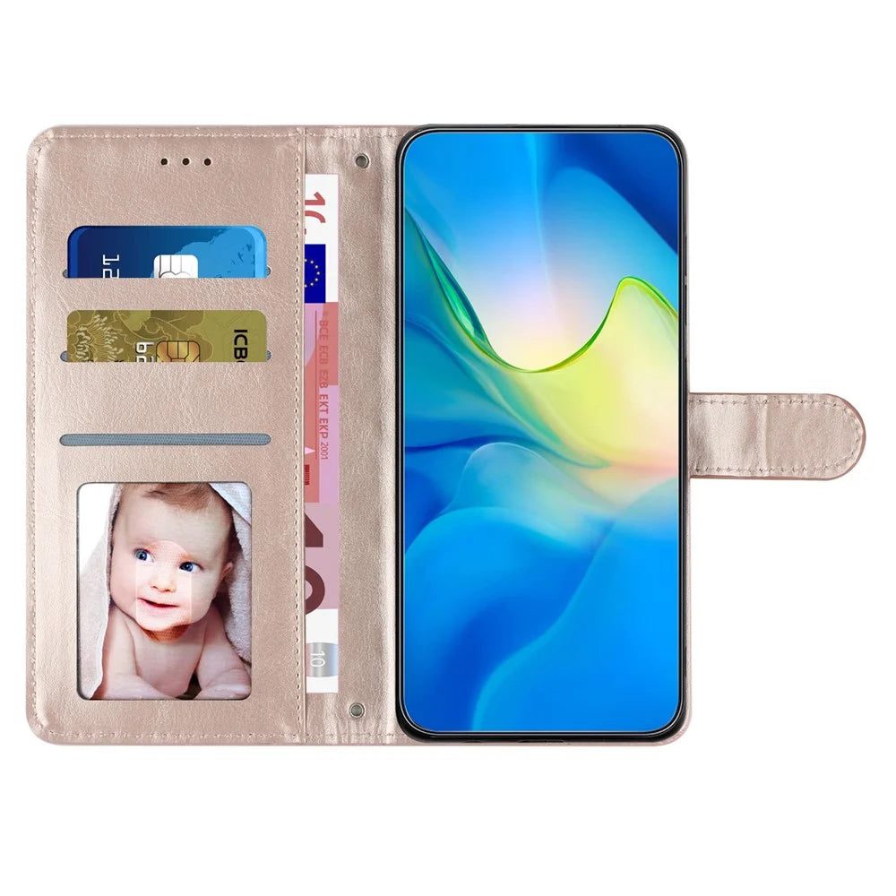 For iPhone 16 Pro Max Case Classic Rhombus Pattern Leather Phone Cover - Rose Gold - 3
