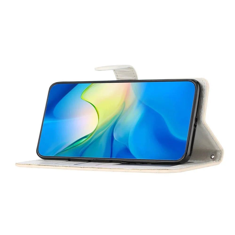 For iPhone 16 Plus Case Rhombus Pattern PU Leather Phone Cover with Card Holder - Beige - 2