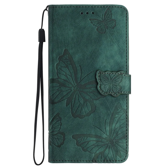 For iPhone 16 Case  PU Leather Skin Feeling Butterfly Wallet Phone Cover - Green - 7