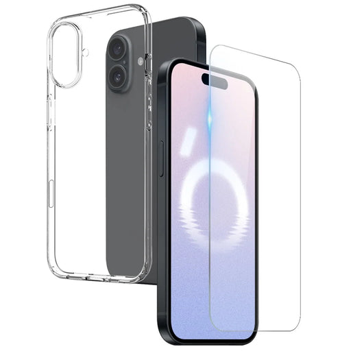 NORTHJO For iPhone 16 Plus Clear TPU Case with Tempered Glass Screen Protector - 1