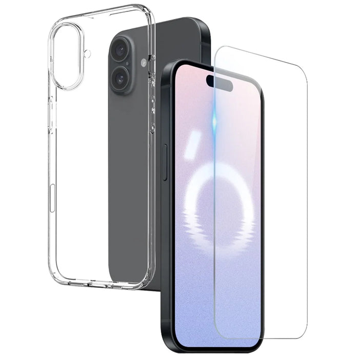 NORTHJO For iPhone 16 Plus Clear TPU Case with Tempered Glass Screen Protector - 1