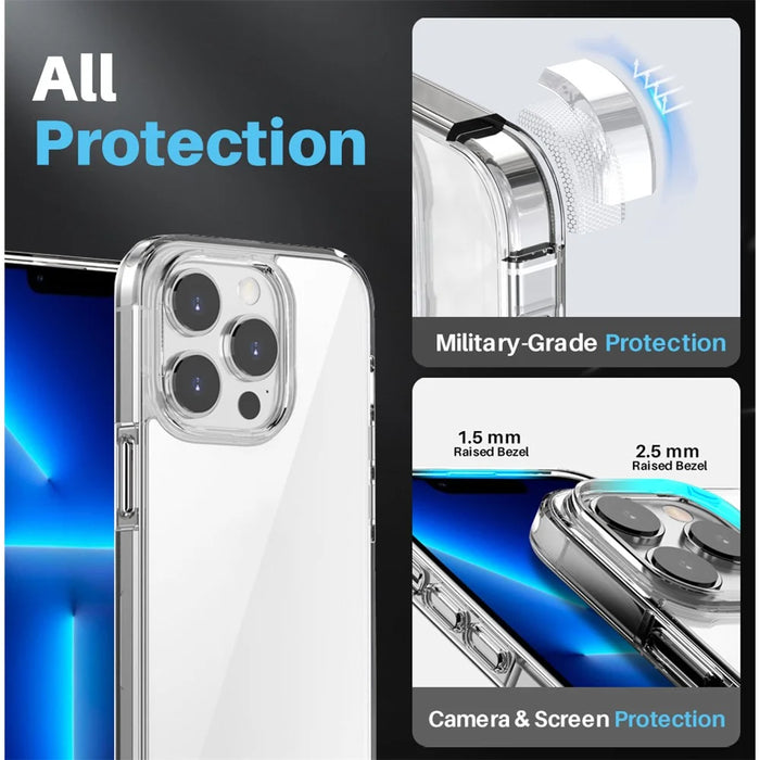 NORTHJO 5 in 1 For iPhone 13 Pro Max PC+TPU Case Set with 2 Screen Protector, 2 Camera Lens Protector - 2