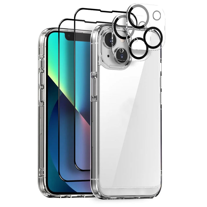 NORTHJO 5 in 1 For iPhone 13 Case PC+TPU Hybrid Phone Cover Set with 2 Screen Protector, 2 Camera Lens Protector - 1