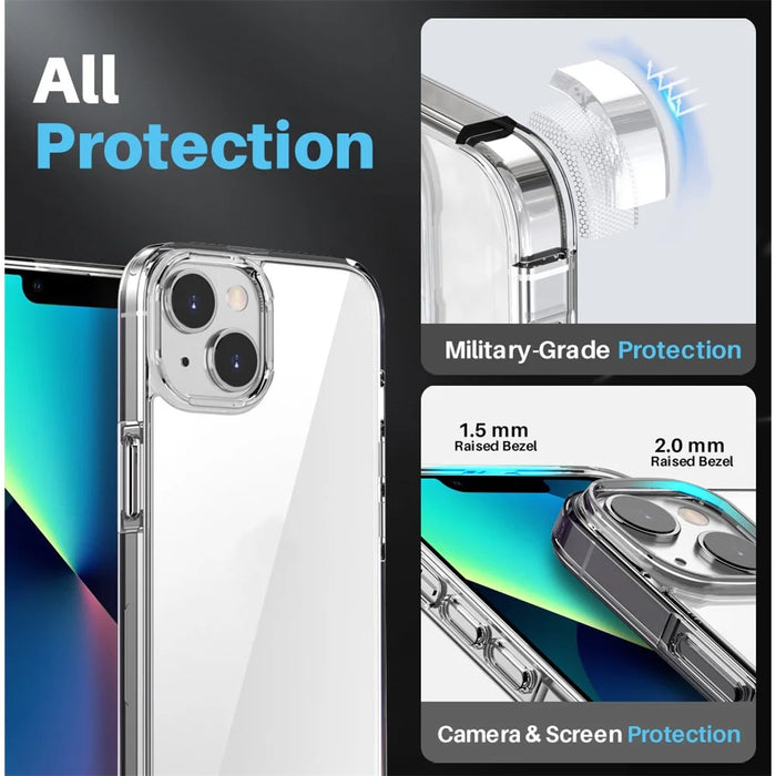 NORTHJO 5 in 1 For iPhone 13 Case PC+TPU Hybrid Phone Cover Set with 2 Screen Protector, 2 Camera Lens Protector - 2