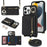 For iPhone 13 Pro Max / 12 Pro Max Case Litchi Texture Card Bag Leather+TPU Phone Cover with Long Strap - Black - 1