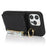 For iPhone 13 Pro Max / 12 Pro Max Case Litchi Texture Card Bag Leather+TPU Phone Cover with Long Strap - Black - 4