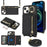 For iPhone 13 mini Case Card Bag Zipper Pocket Leather+TPU Ring Holder Phone Cover with Long Strap - Black - 1