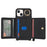 For iPhone 13 mini Case Card Bag Zipper Pocket Leather+TPU Ring Holder Phone Cover with Long Strap - Black - 2