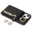 For iPhone 13 mini Case Card Bag Zipper Pocket Leather+TPU Ring Holder Phone Cover with Long Strap - Black - 5