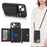For iPhone 13 mini Case Card Bag Zipper Pocket Leather+TPU Ring Holder Phone Cover with Long Strap - Black - 6