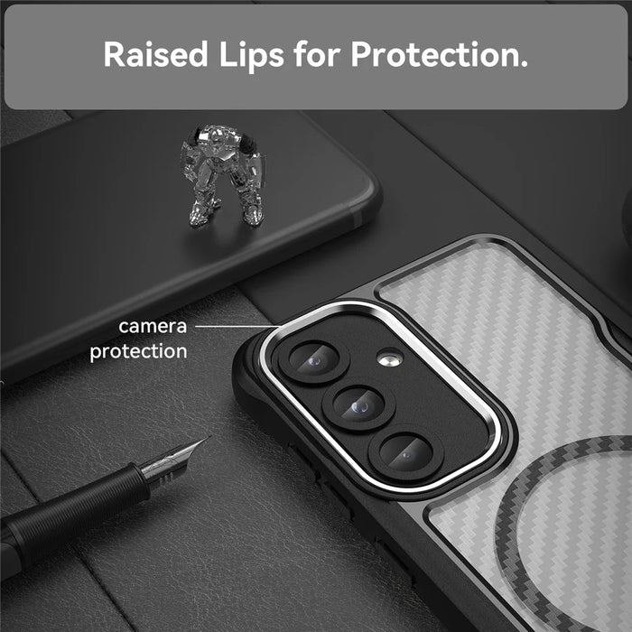 For Samsung Galaxy S25 / S24 Magnetic Case TPU+PC Drop-Proof Phone Cover - Black - 5
