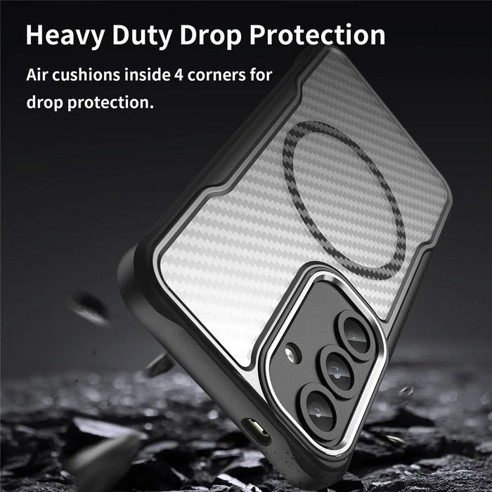 For Samsung Galaxy S25 / S24 Magnetic Case TPU+PC Drop-Proof Phone Cover - Black - 7