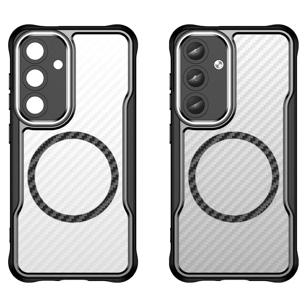 For Samsung Galaxy S25+ / S24+ Case TPU+PC Carbon Fiber Phone Cover Magnetic Case - Black - 2