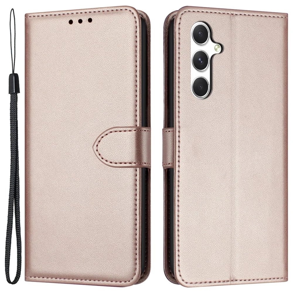 For Samsung Galaxy S25 / S24 Wallet Phone Case Stand Leather Flip Cover - Rose Gold - 1