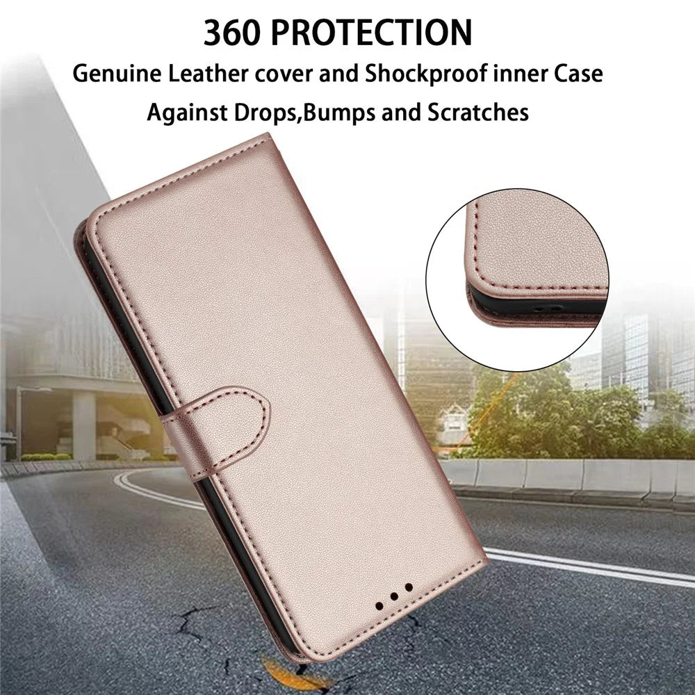 For Samsung Galaxy S25 / S24 Wallet Phone Case Stand Leather Flip Cover - Rose Gold - 4