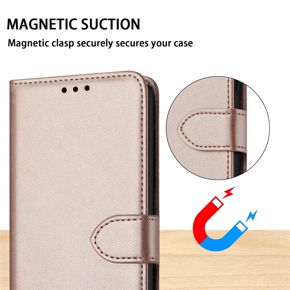 For Samsung Galaxy S25 / S24 Wallet Phone Case Stand Leather Flip Cover - Rose Gold - 5