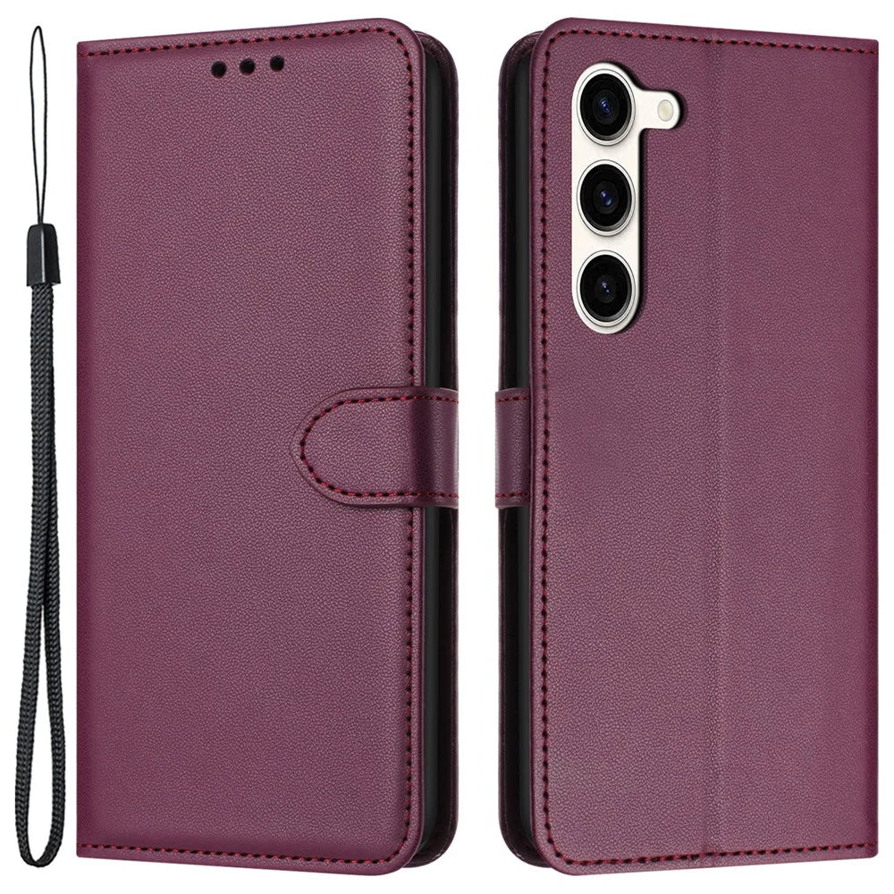 For Samsung Galaxy S23 Case Anti-Scratch Leather Wallet Phone Cover with Stand - Purple - 1