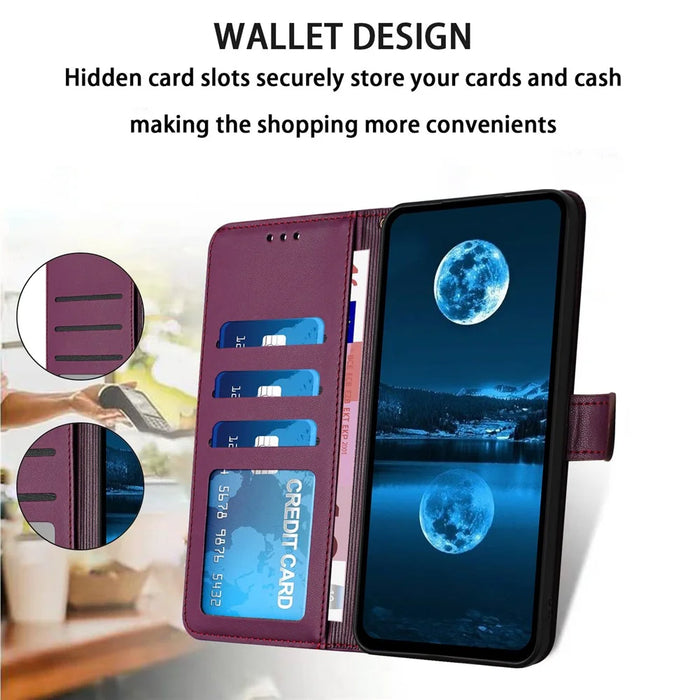 For Samsung Galaxy S23 Case Anti-Scratch Leather Wallet Phone Cover with Stand - Purple - 2