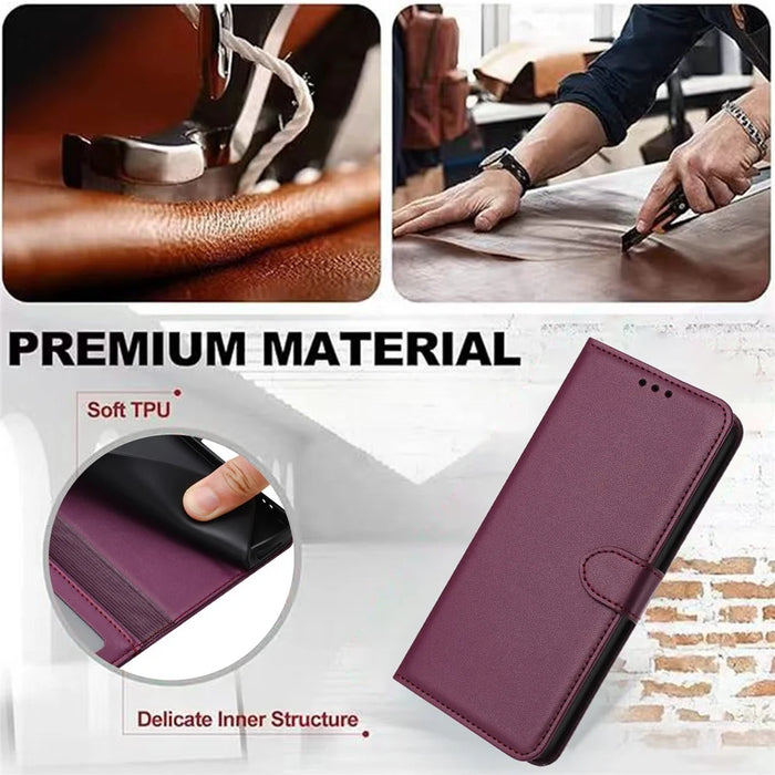 For Samsung Galaxy S23 Case Anti-Scratch Leather Wallet Phone Cover with Stand - Purple - 4