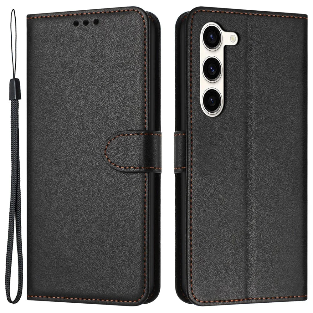 For Samsung Galaxy S23+ Phone Case Anti-Drop Stand Leather Wallet Cover - Black - 1