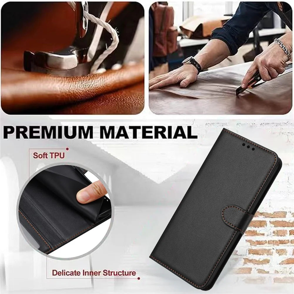 For Samsung Galaxy S23+ Phone Case Anti-Drop Stand Leather Wallet Cover - Black - 4