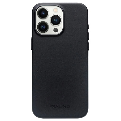 QIALINO For iPhone 15 Pro Max Case PU+Silicone Phone Cover Compatible with MagSafe - Black - 2