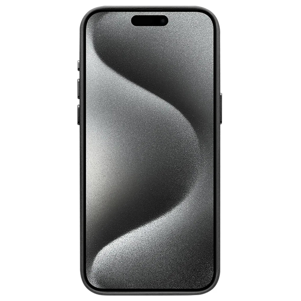 QIALINO For iPhone 15 Pro Max Case PU+Silicone Phone Cover Compatible with MagSafe - Black - 3