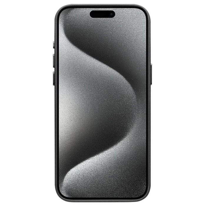QIALINO For iPhone 15 Pro Max Case PU+Silicone Phone Cover Compatible with MagSafe - Black - 3