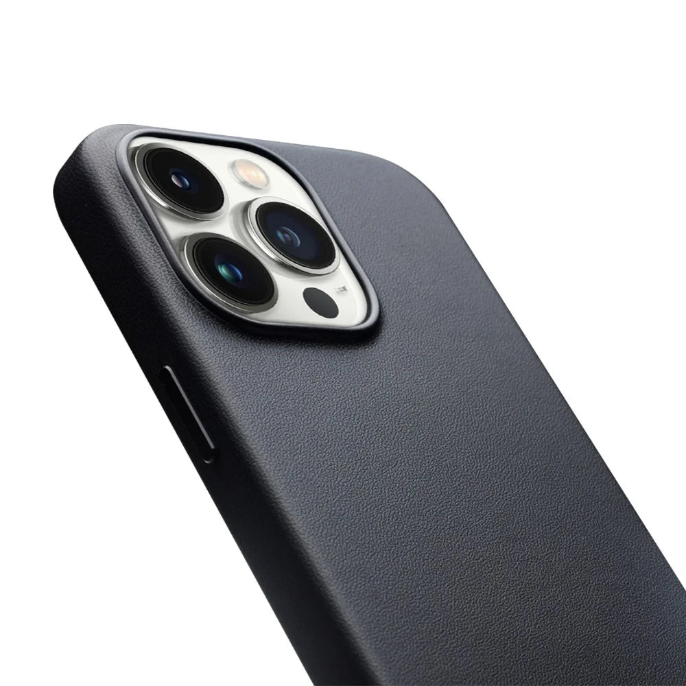 QIALINO For iPhone 15 Pro Case Compatible with MagSafe Silicone+PU Covered Phone Shell - Black - 5