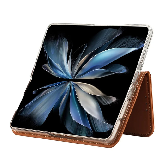 ABEEL For Samsung Galaxy Z Fold5 5G Stand Case RFID Blocking Leather Phone Cover - Brown - 6