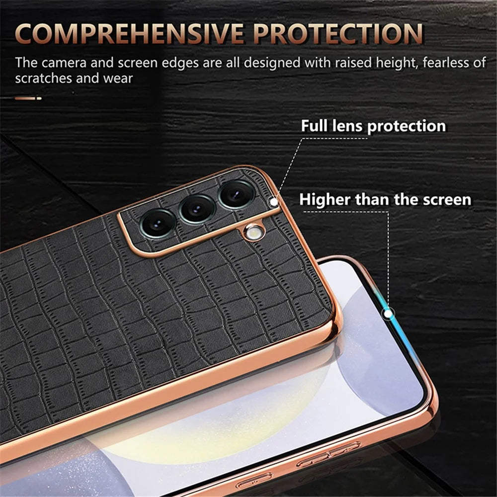 AZNS For Samsung Galaxy S22 5G Case PU+TPU Shockproof Phone Cover - Brown - 7
