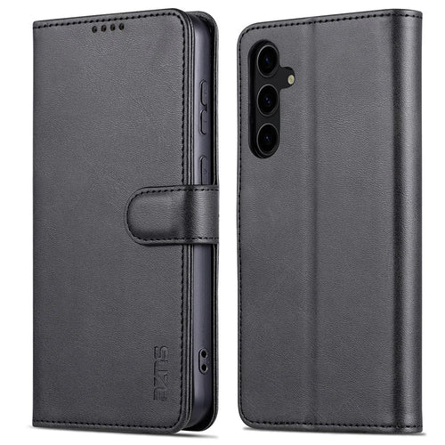 AZNS For Samsung Galaxy S24 FE Case PU Leather Phone Cover Wallet - Black - 1