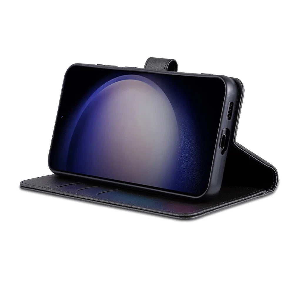 AZNS For Samsung Galaxy S24 FE Case PU Leather Phone Cover Wallet - Black - 2