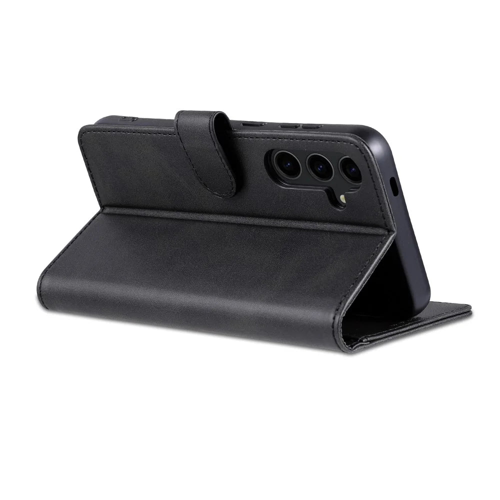 AZNS For Samsung Galaxy S24 FE Case PU Leather Phone Cover Wallet - Black - 4