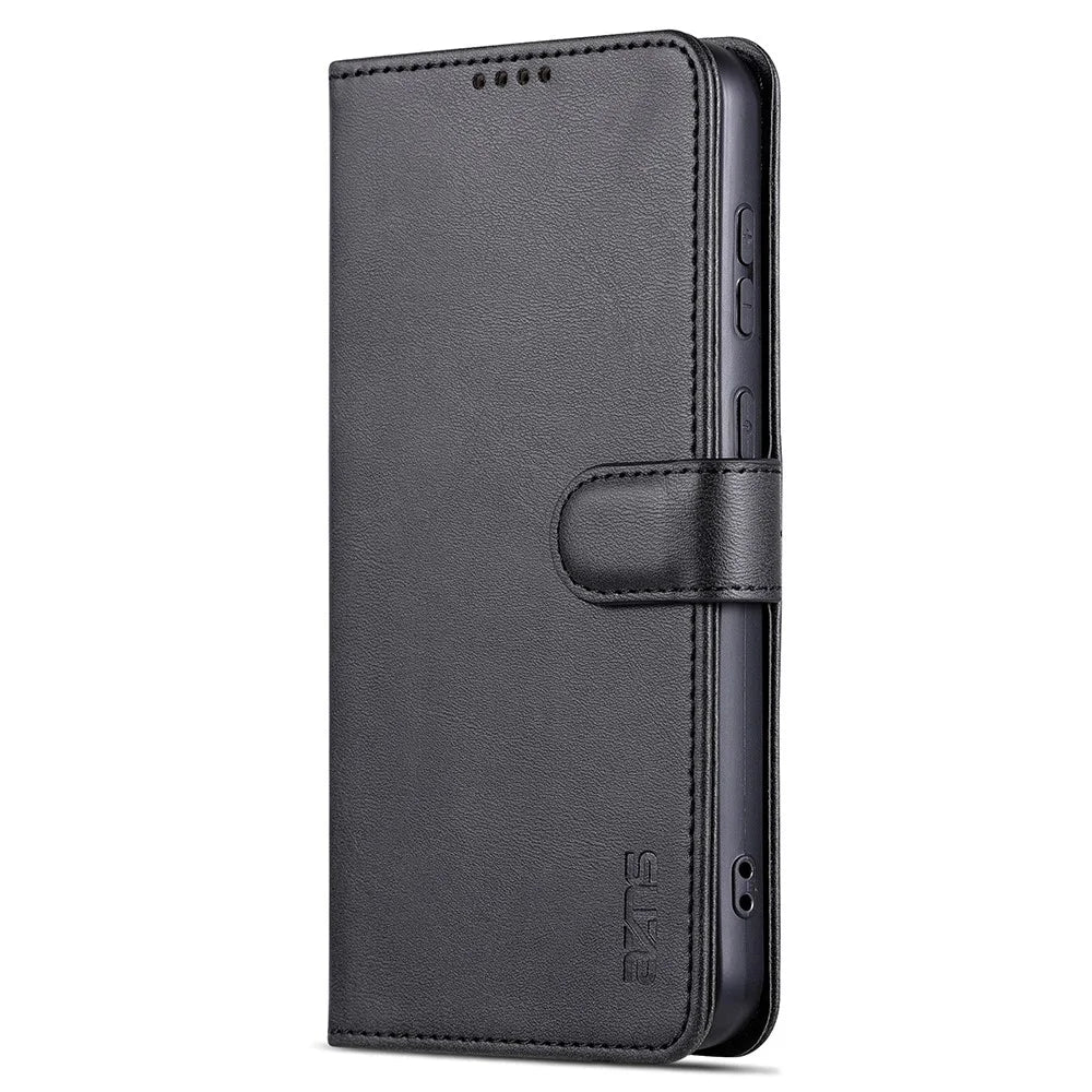 AZNS For Samsung Galaxy S24 FE Case PU Leather Phone Cover Wallet - Black - 6
