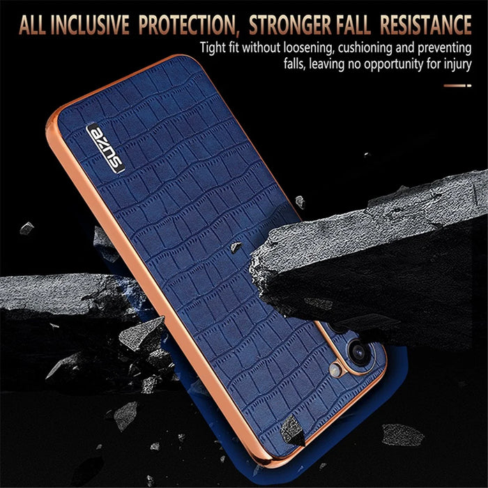 AZNS For Samsung Galaxy S23 Case Crocodile Texture PU+TPU Electroplating Phone Cover - Brown - 5