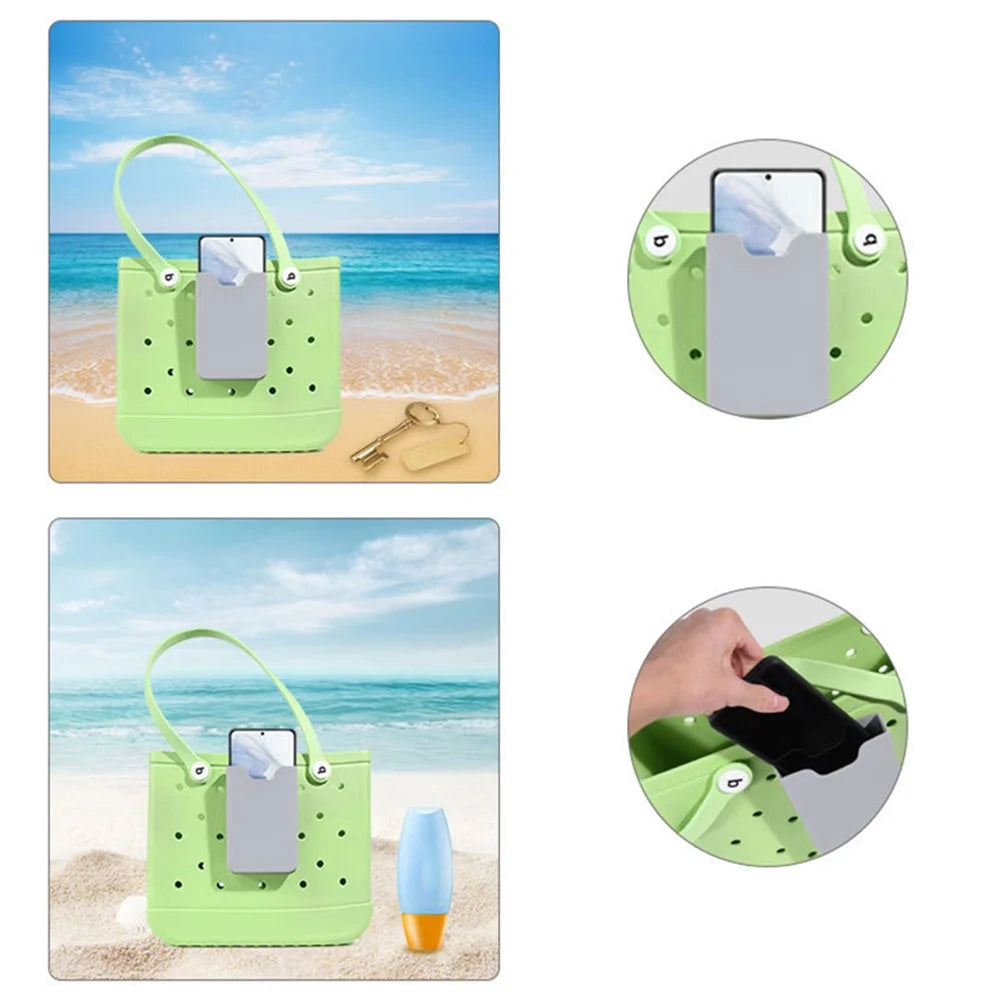 Phone Holder for Bogg Bag, Silicone Phone Holder Storage Pouch Travel Accessory Organizer - Grey - 2