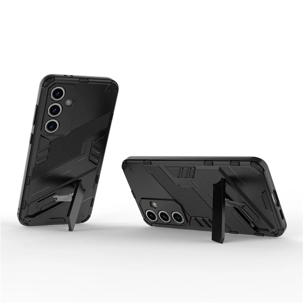 For Samsung Galaxy S24 FE Case Kickstand Hybrid Hard PC Soft TPU Phone Cover - Black - 2