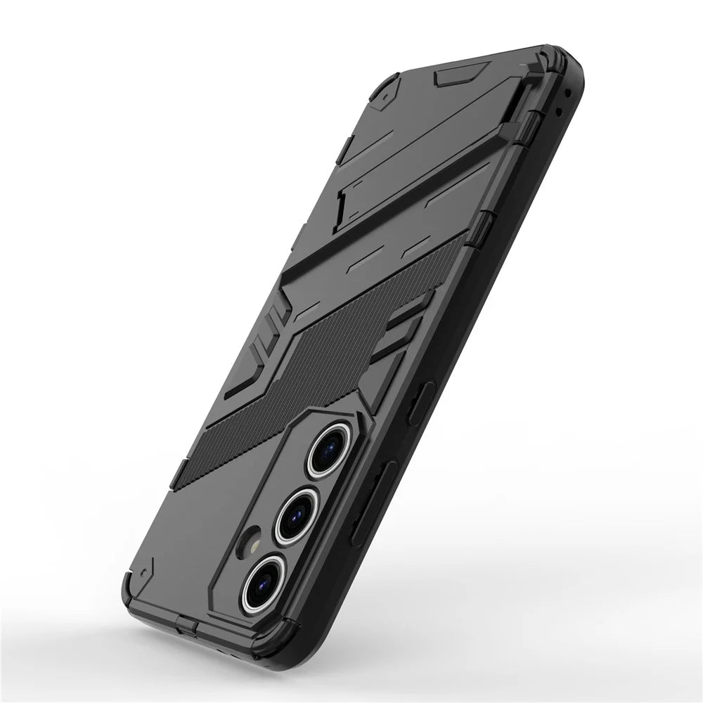 For Samsung Galaxy S24 FE Case Kickstand Hybrid Hard PC Soft TPU Phone Cover - Black - 3